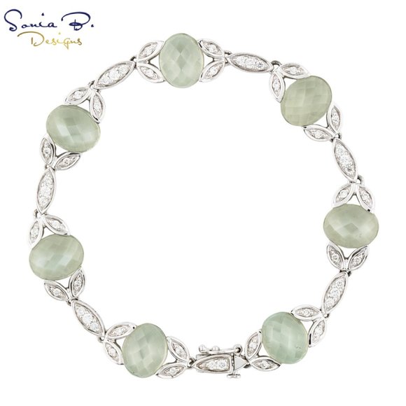 $6995/ NEW / Sonia Bitton / 11.5 CT AAA Moonstone & Diamond Bracelet / 14K - Picture 6 of 6